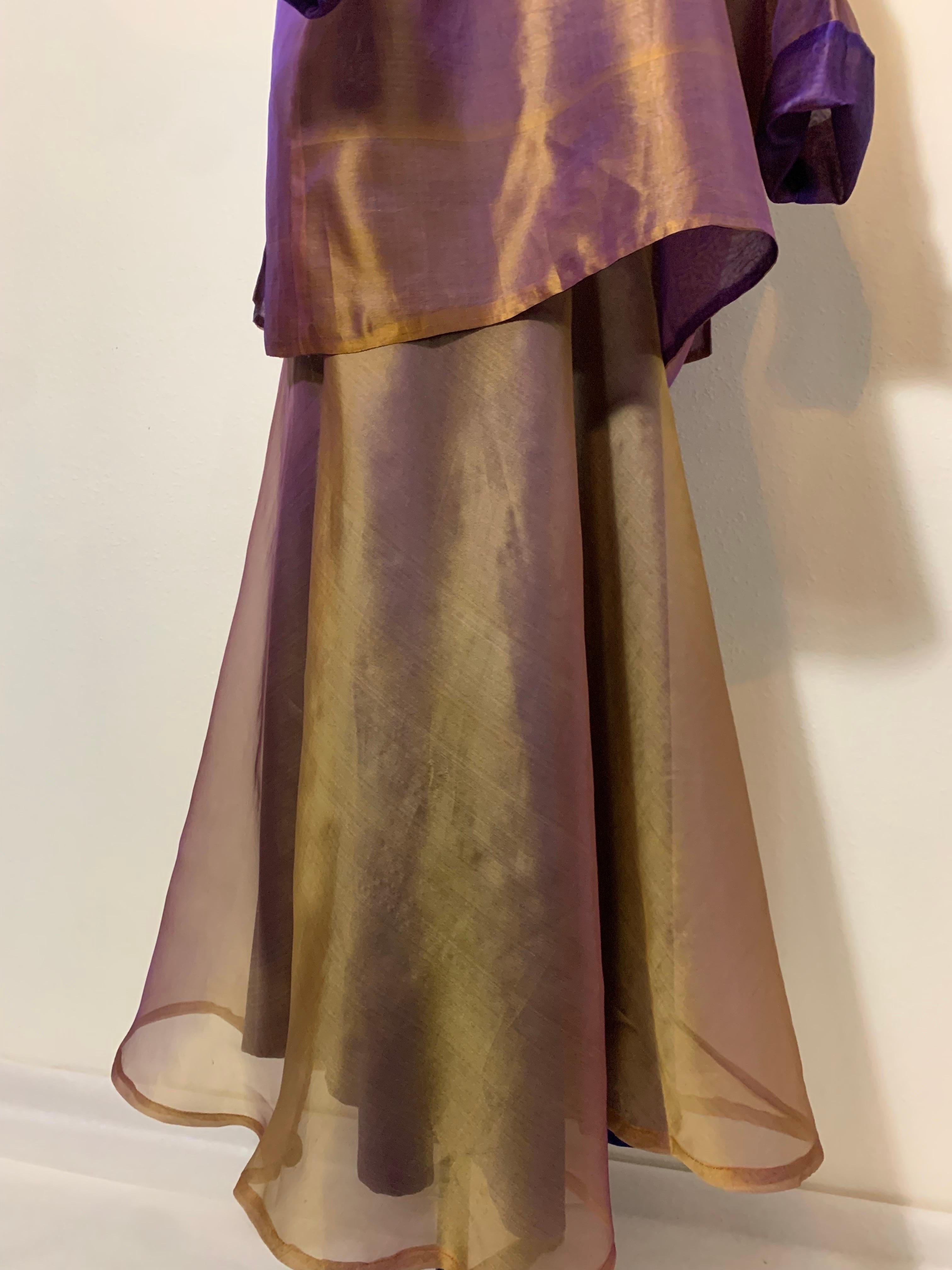 Custom 4-Piece Purple/Gold Shot Silk Ensemble: Halter Skirt Jacket and Turban For Sale 3