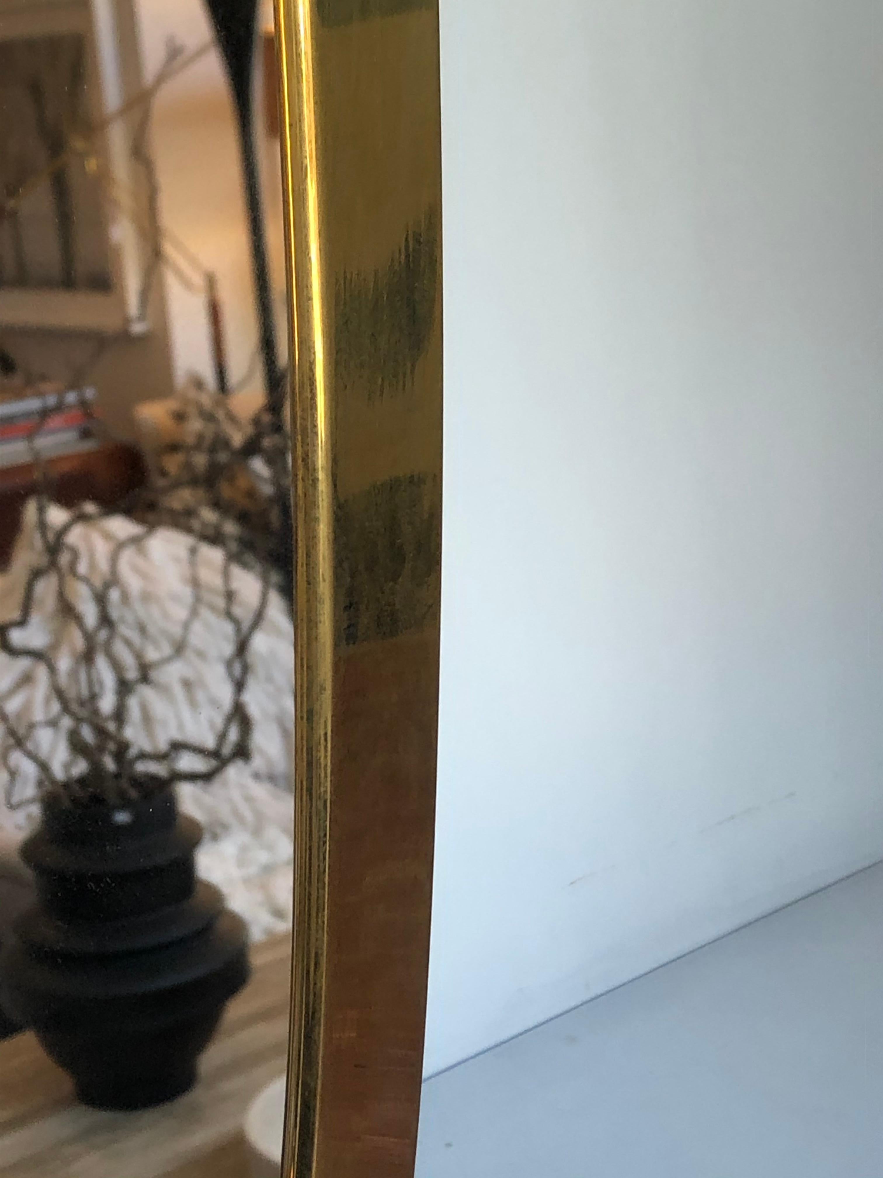 Mid-Century Modern Custom 42'' x 28''  Italian Brass Mirror by Le Lampade
