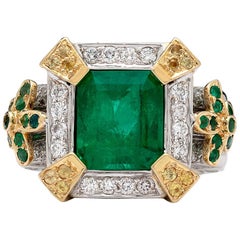 Custom 5 Carat Emerald and Diamond Ring