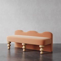 Custom 54" Celine Scalloped Bench in Performance Velvet by Christiane Lemieux