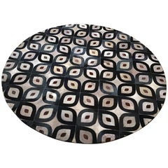 Used Custom 6’ Round Floret Design Castelluxe Hair on Hide Rug