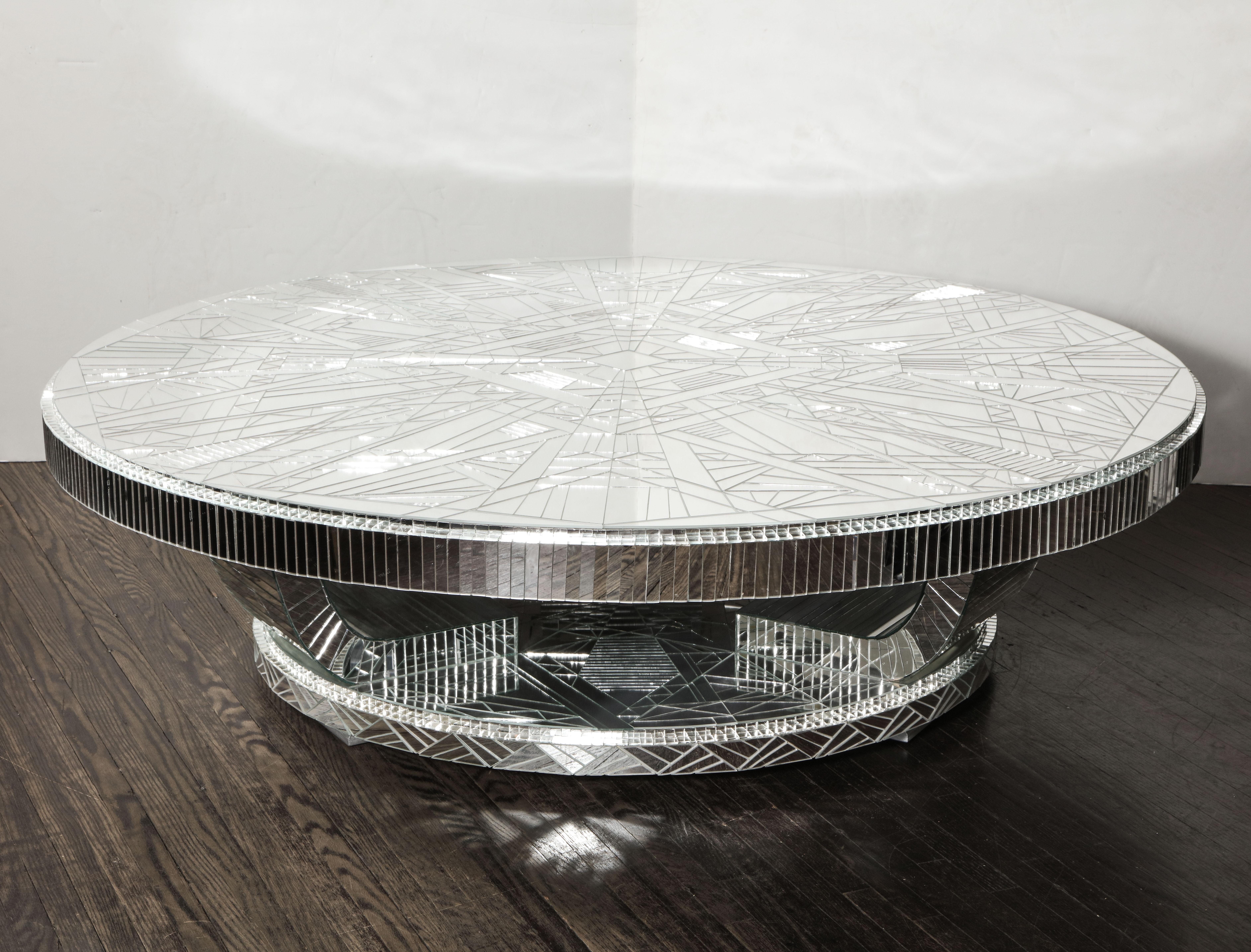 round mirrored coffee table