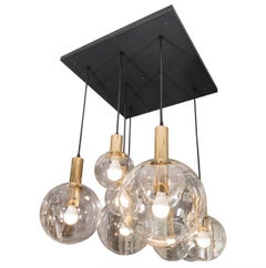 Custom 8 Globe Brass and Black Chandelier