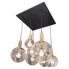 Custom 8 Globe Brass and Black Chandelier