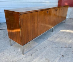 Custom Harvey Probber Rosewood / Lacquer and Steel Bi-Fold Door Cabinet