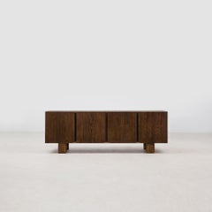 Armario multimedia Mesa a medida de 90" con espacio para vino en ébano (MAM-231017-A)