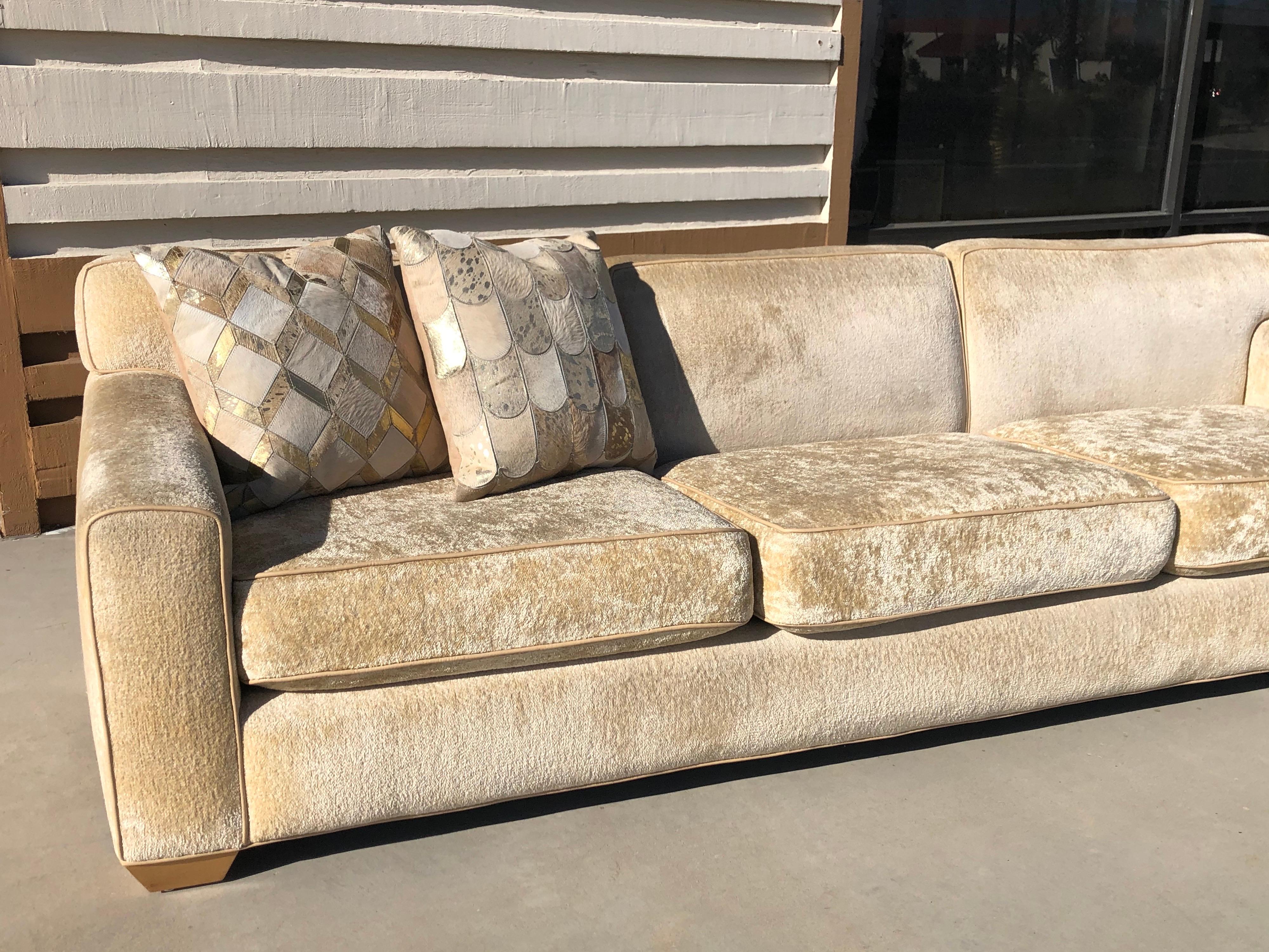 Custom A. Rudin Sofa in Beige Soft Chenille from Palm Springs Estate 1