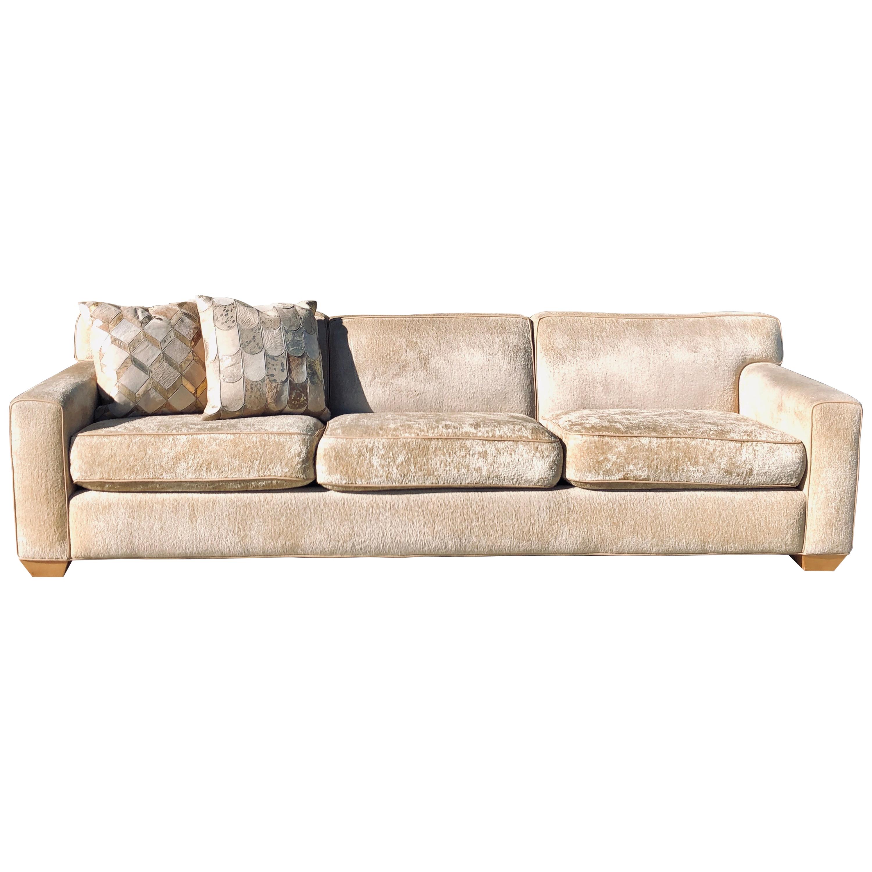 Custom A. Rudin Sofa in Beige Soft Chenille from Palm Springs Estate