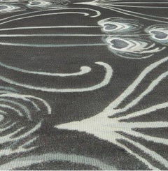 Custom Abstract Rug in, Ivory "Peacock Drift" by Doris Leslie Blau