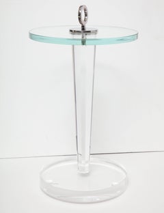 Custom Acrylic Occasional Table with Glass Top and Plated Nickel Ring