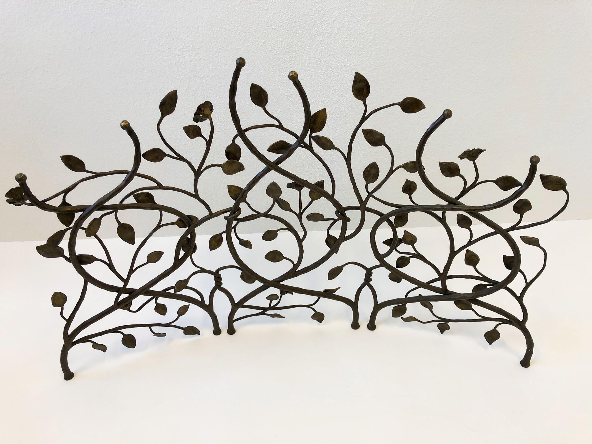 Forged Custom Aged Bronze Fireplace Screen by Thomas Schwaiger
