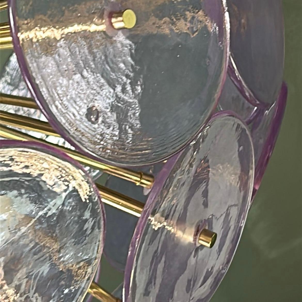 Lustre Sputnik à disque en verre Murano irisé fait sur mesure par AleXS