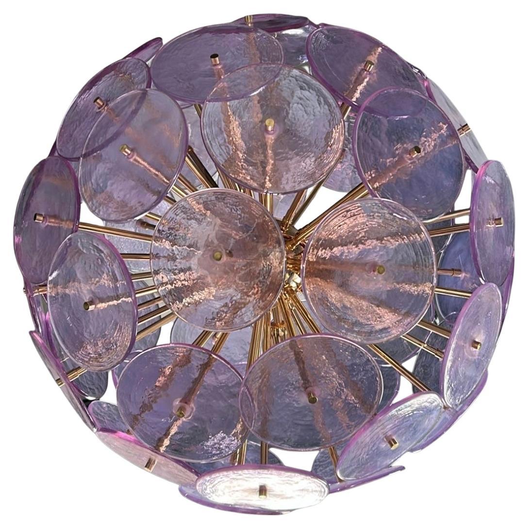 Lustre Spoutnik Alex irisé en verre de Murano, diamètre de 28 pouces