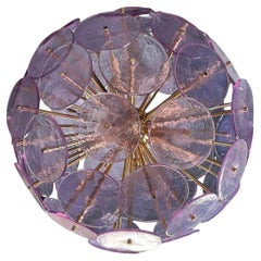 Custom Alex Iridescent Murano Glass Disc Sputnik Chandelier, 28" Diameter
