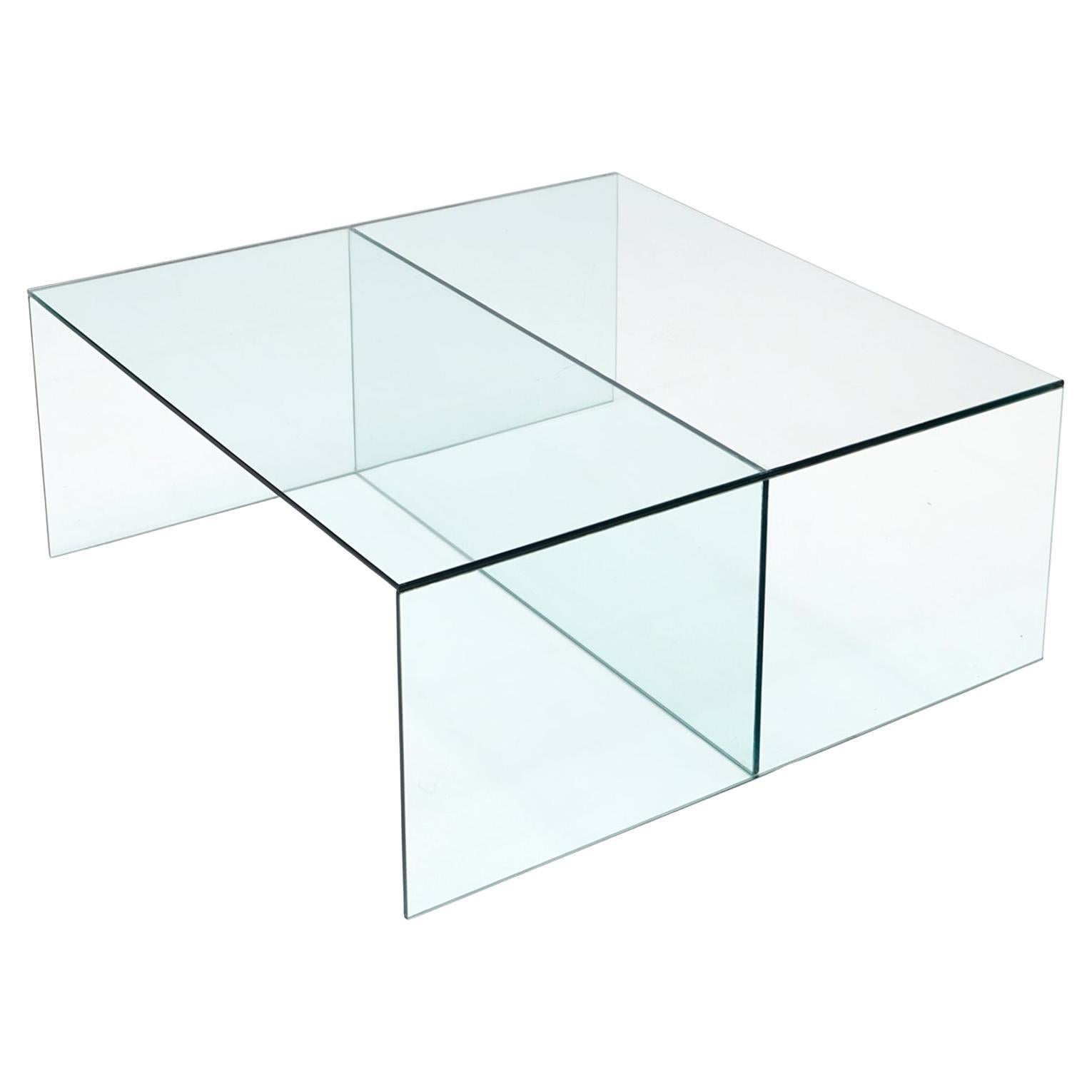 Table basse entièrement en verre faite sur mesure en vente