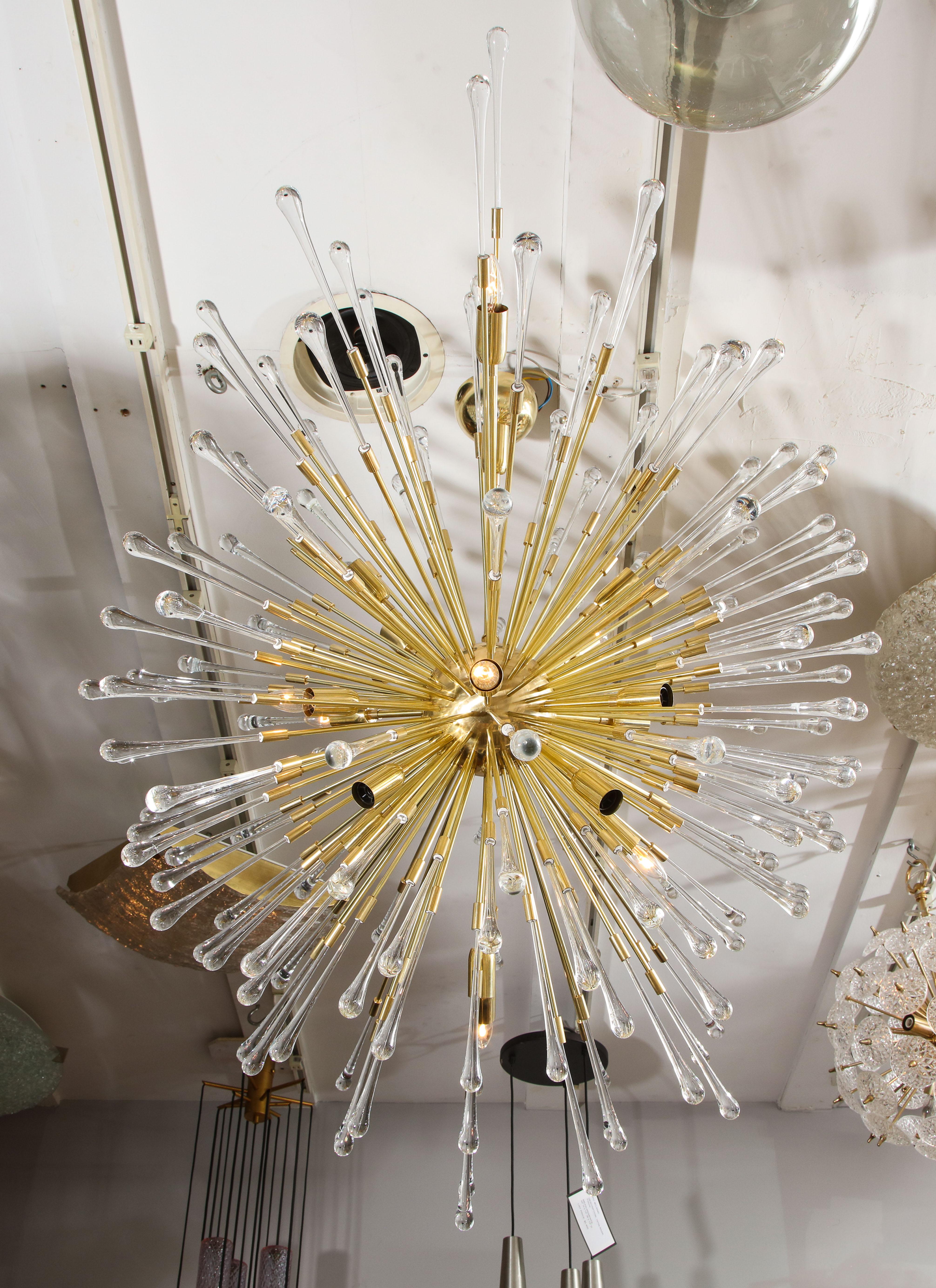 Mid-Century moderno Lampadario Sputnik a goccia in vetro extra large in vendita