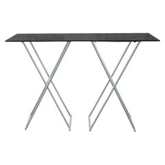 Custom Aluminum Folding Console Table with Leather Straps