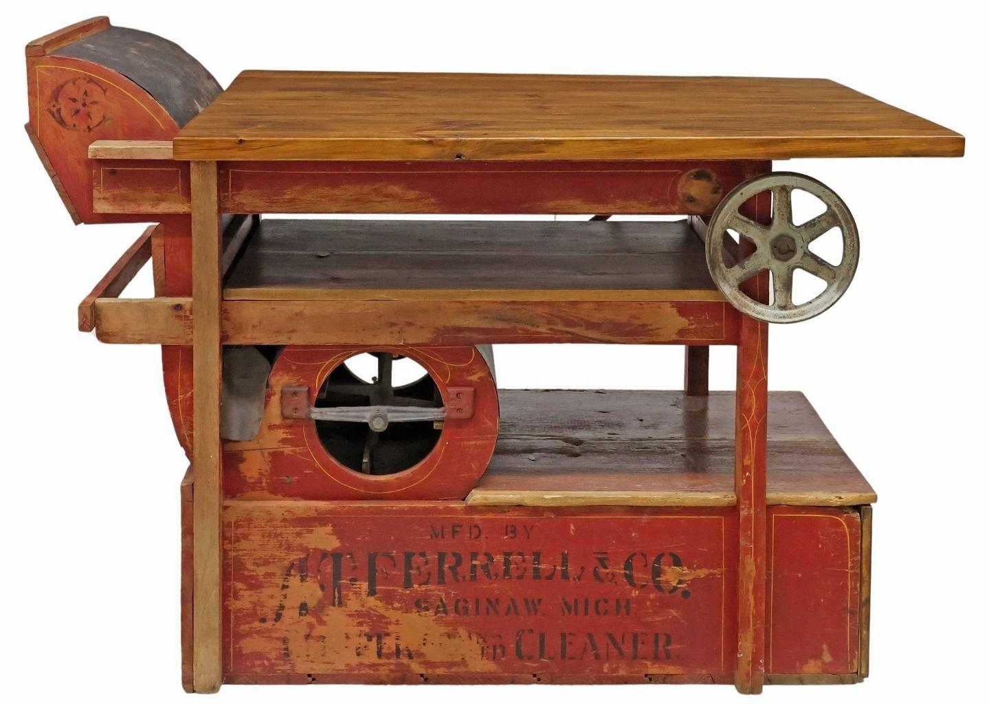 Custom American Antique Industrial Farm Clipper Now Work Table Kitchen Island Pintado en venta