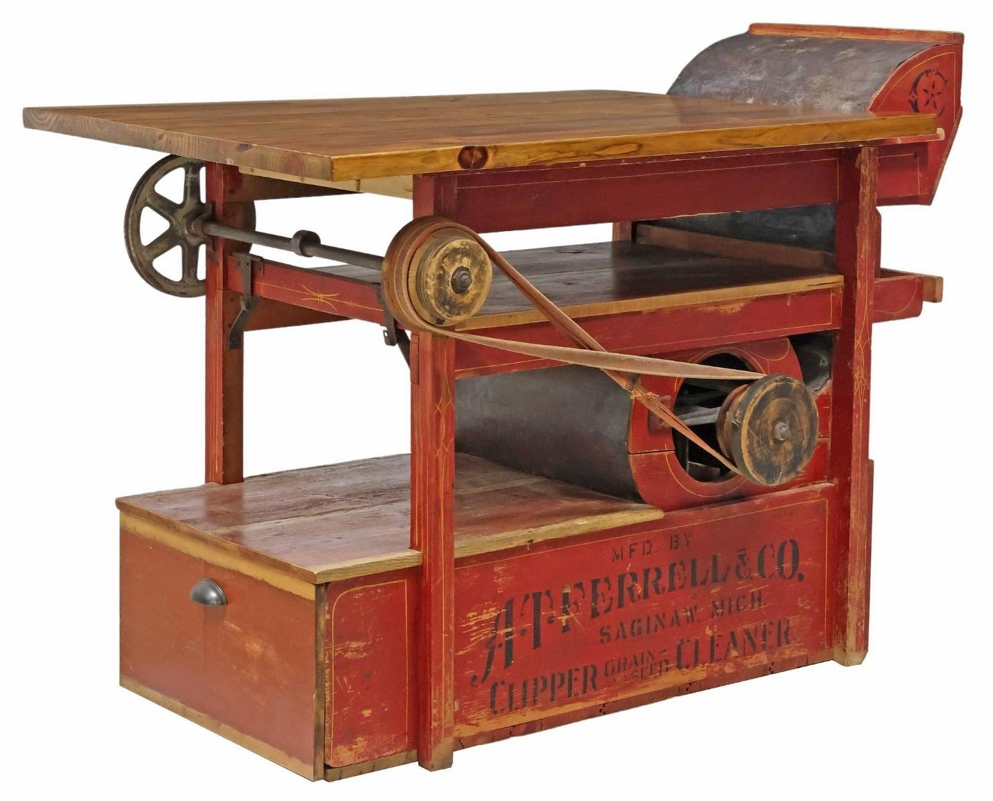 Custom American Antique Industrial Farm Clipper Now Work Table Kitchen Island siglo XX en venta