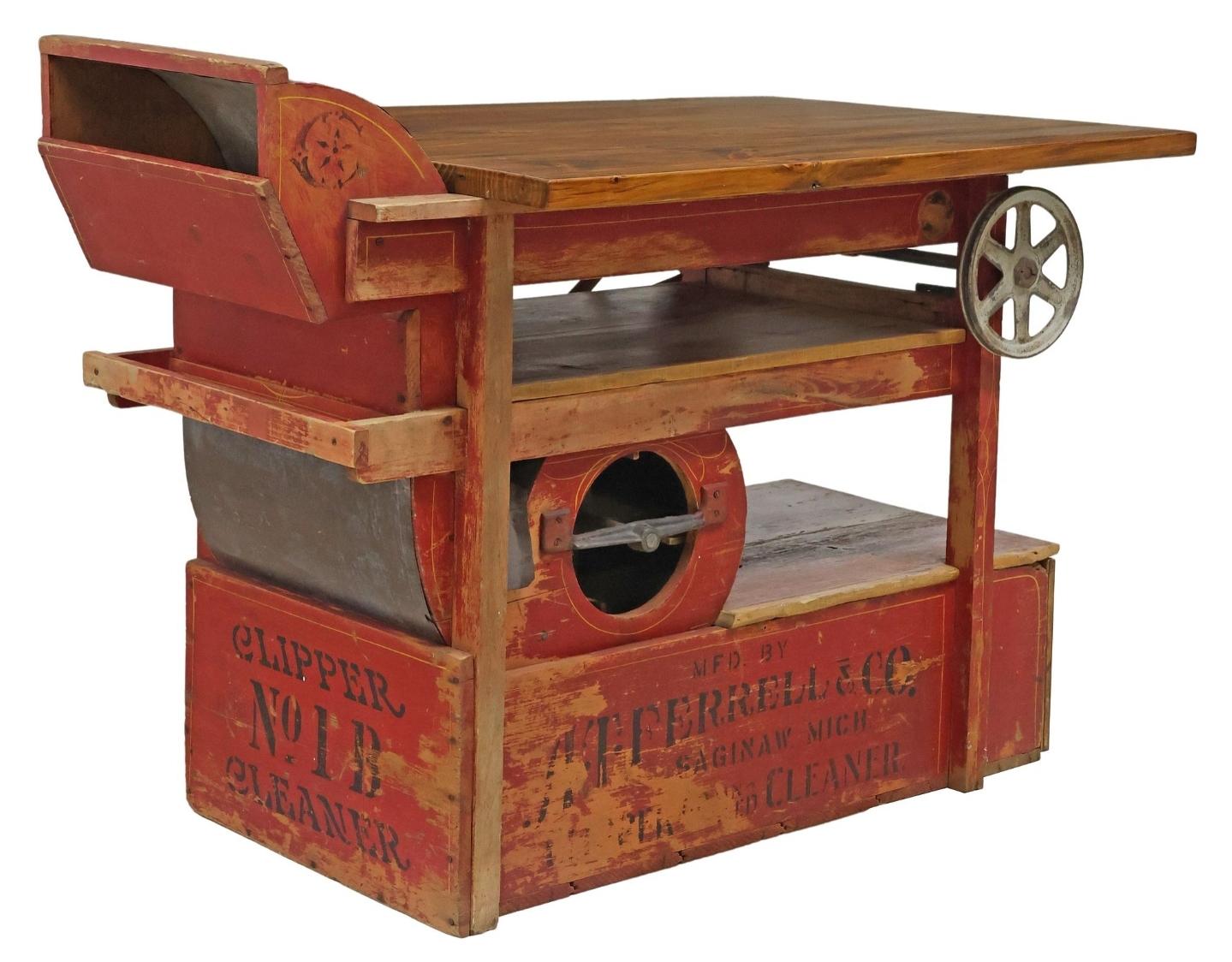 Custom American Antique Industrial Farm Clipper Now Work Table Kitchen Island Metal en venta