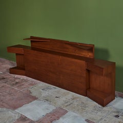 Custom American Walnut King Headboard with Nightstands