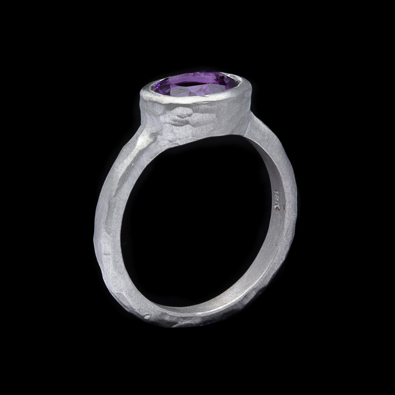 Custom Amethyst and 18 Karat White Gold Ring In New Condition For Sale In San Francisco, CA
