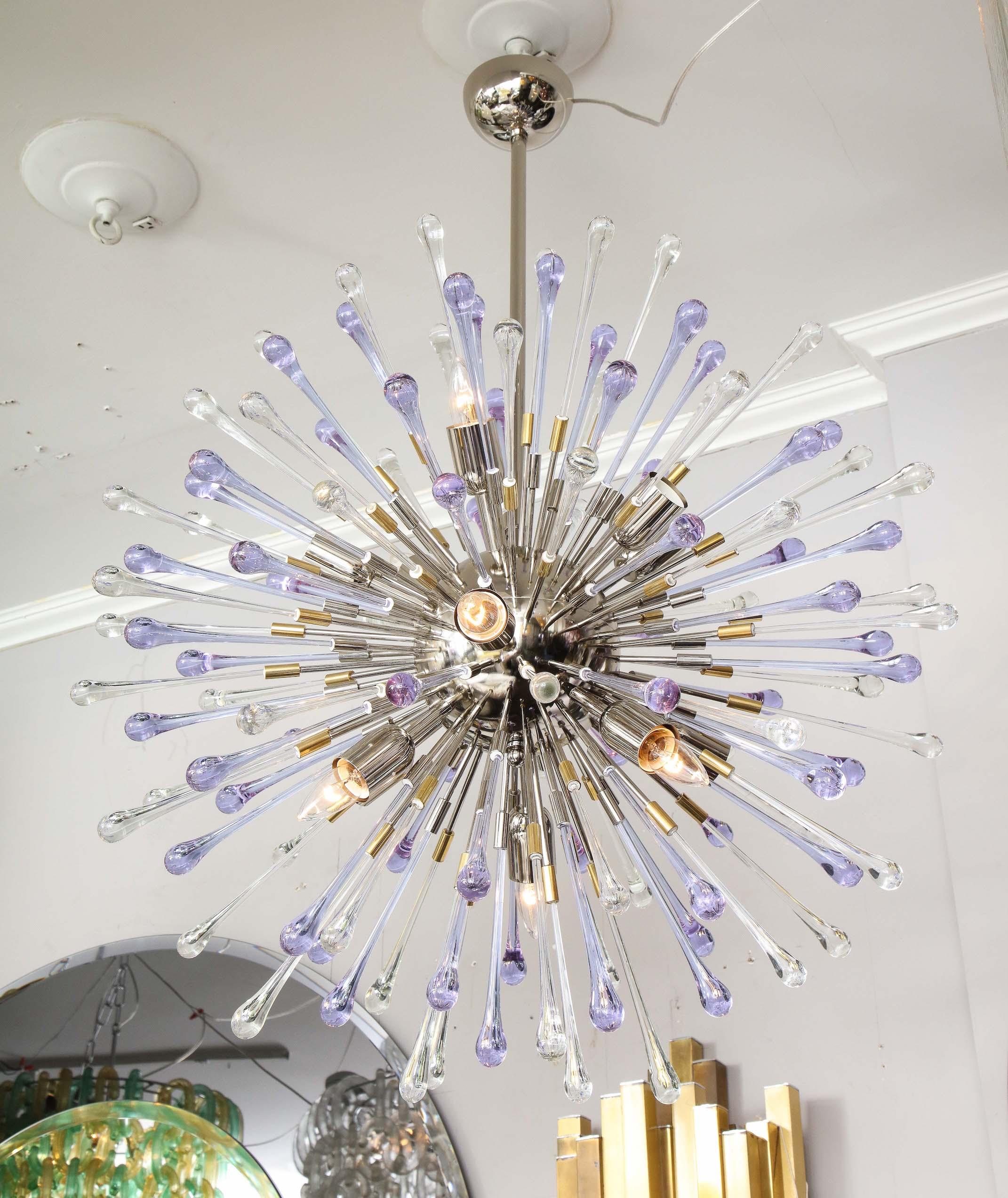 Custom amethyst and teardrop Sputnik chandelier in 30