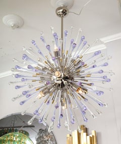 Custom Amethyst and Clear Teardrop Sputnik Chandelier