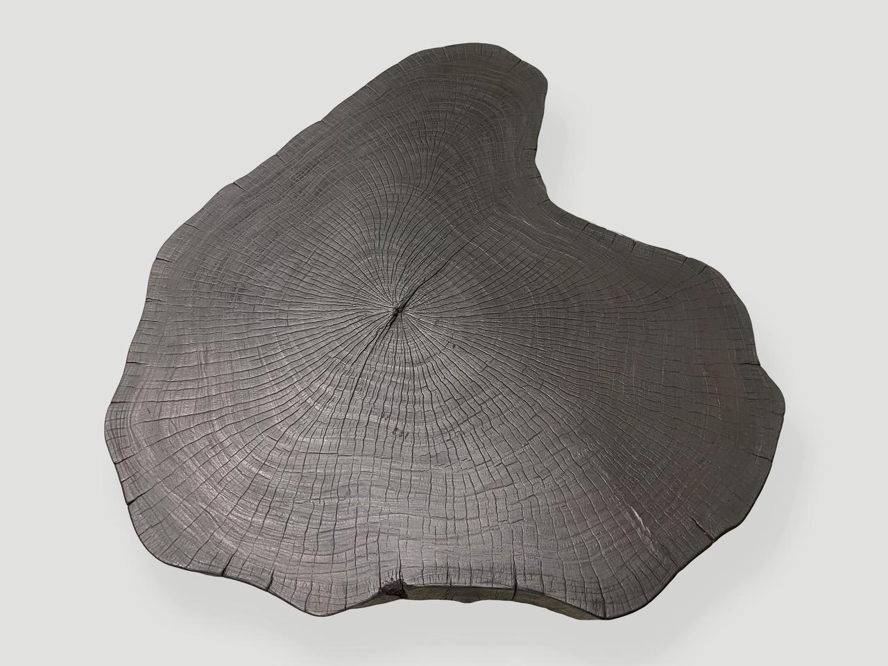 Organic Modern CUSTOM Andrianna Shamaris Amorphous Charred Coffee Table with Charred wood legs For Sale
