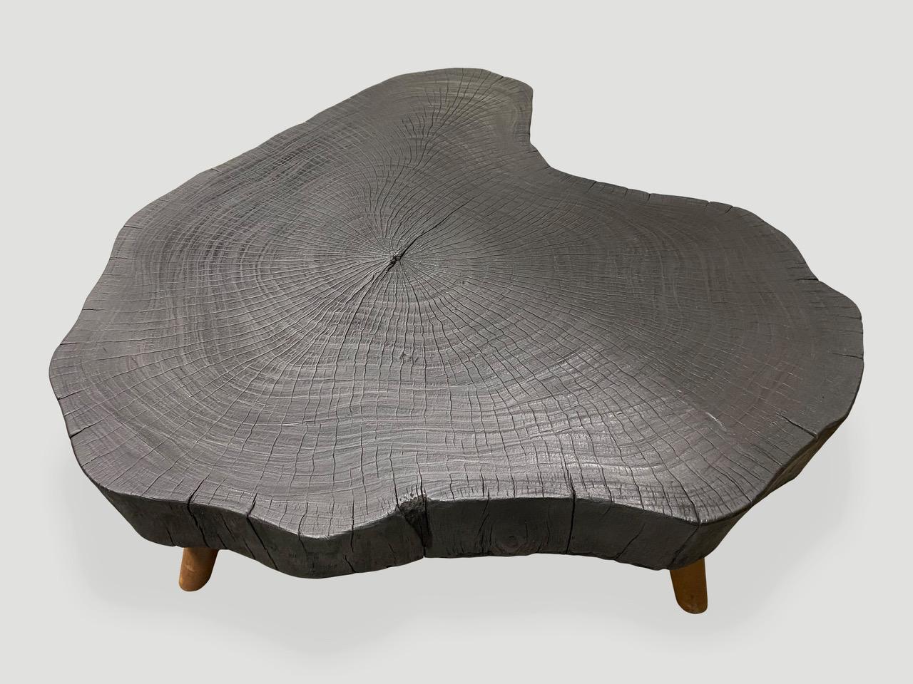 Contemporary CUSTOM Andrianna Shamaris Amorphous Charred Coffee Table with Charred wood legs For Sale