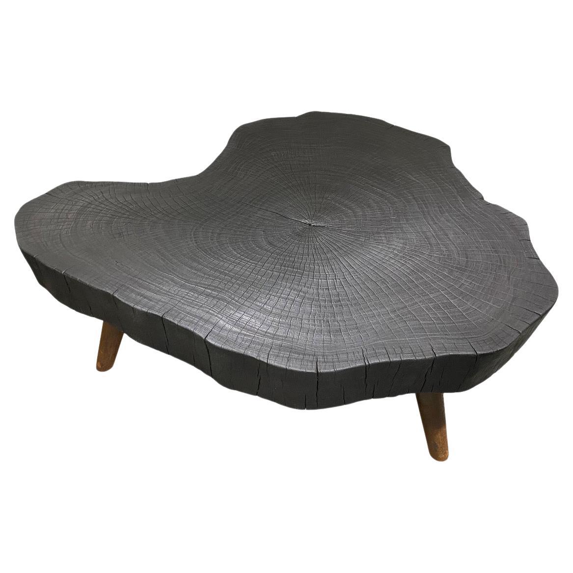 CUSTOM Andrianna Shamaris Amorphous Charred Coffee Table with Charred wood legs For Sale