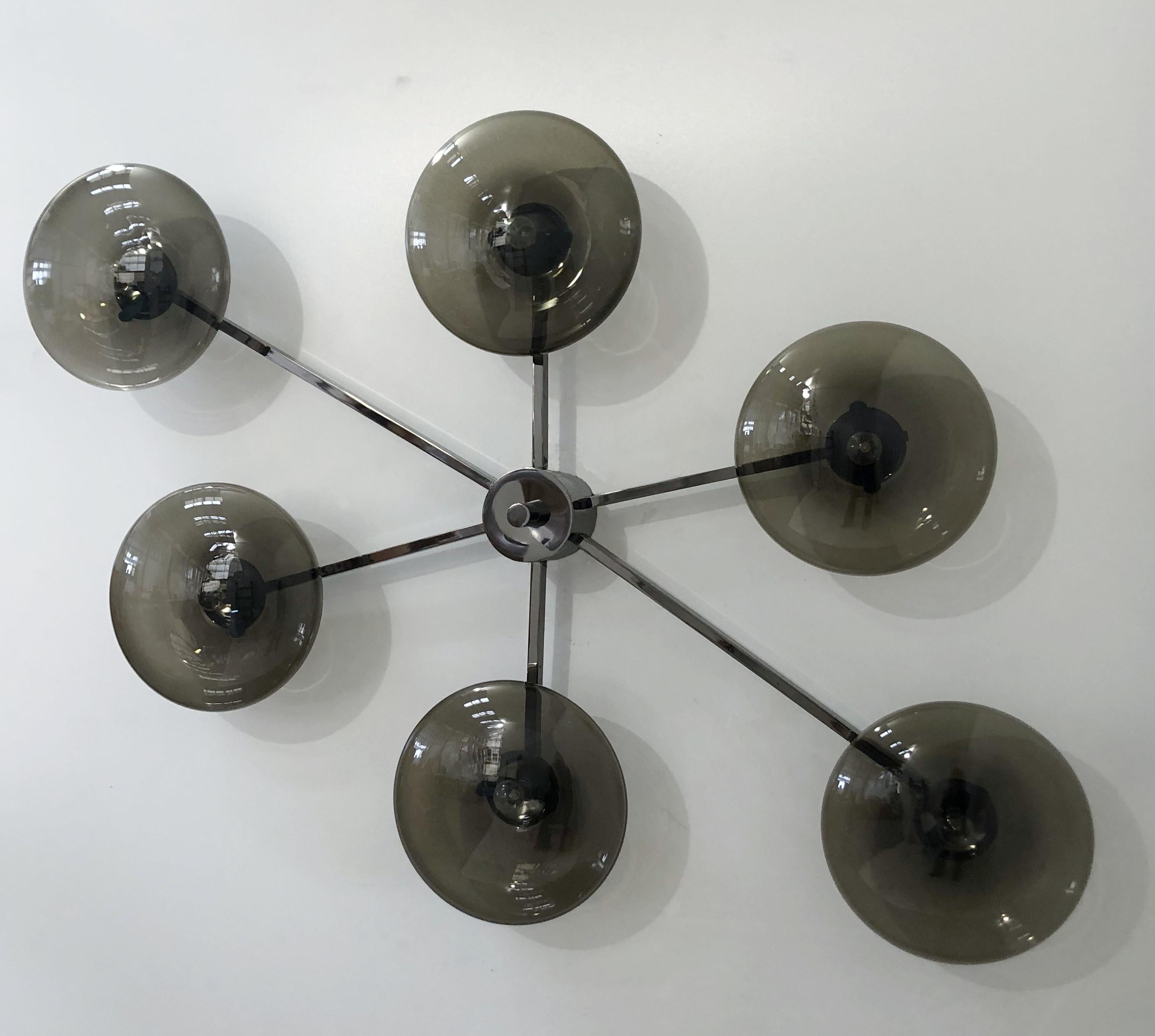 Mid-Century Modern Custom Angelo Shade Flush Mount for Laura For Sale