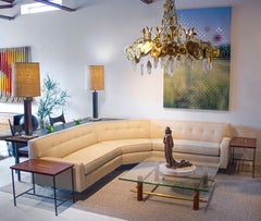 Custom Angular Sofa by Harvey Probber with Sofa Table / Writing Desk