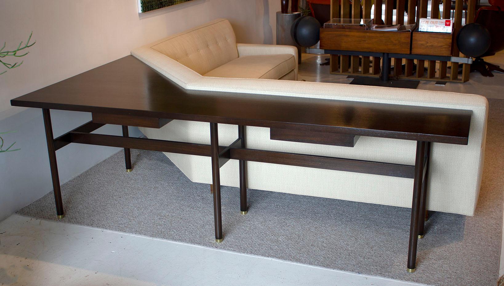 American Custom Angular Sofa by Harvey Probber with Sofa Table / Writing Desk