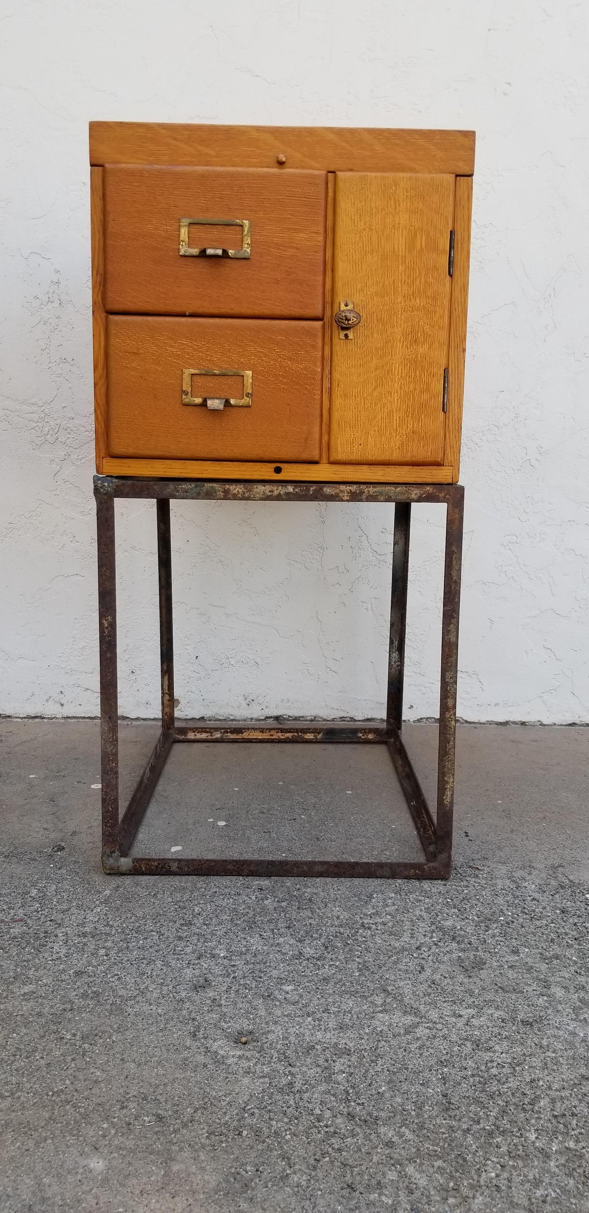 Custom Antique File Cabinet with Steel Base 3