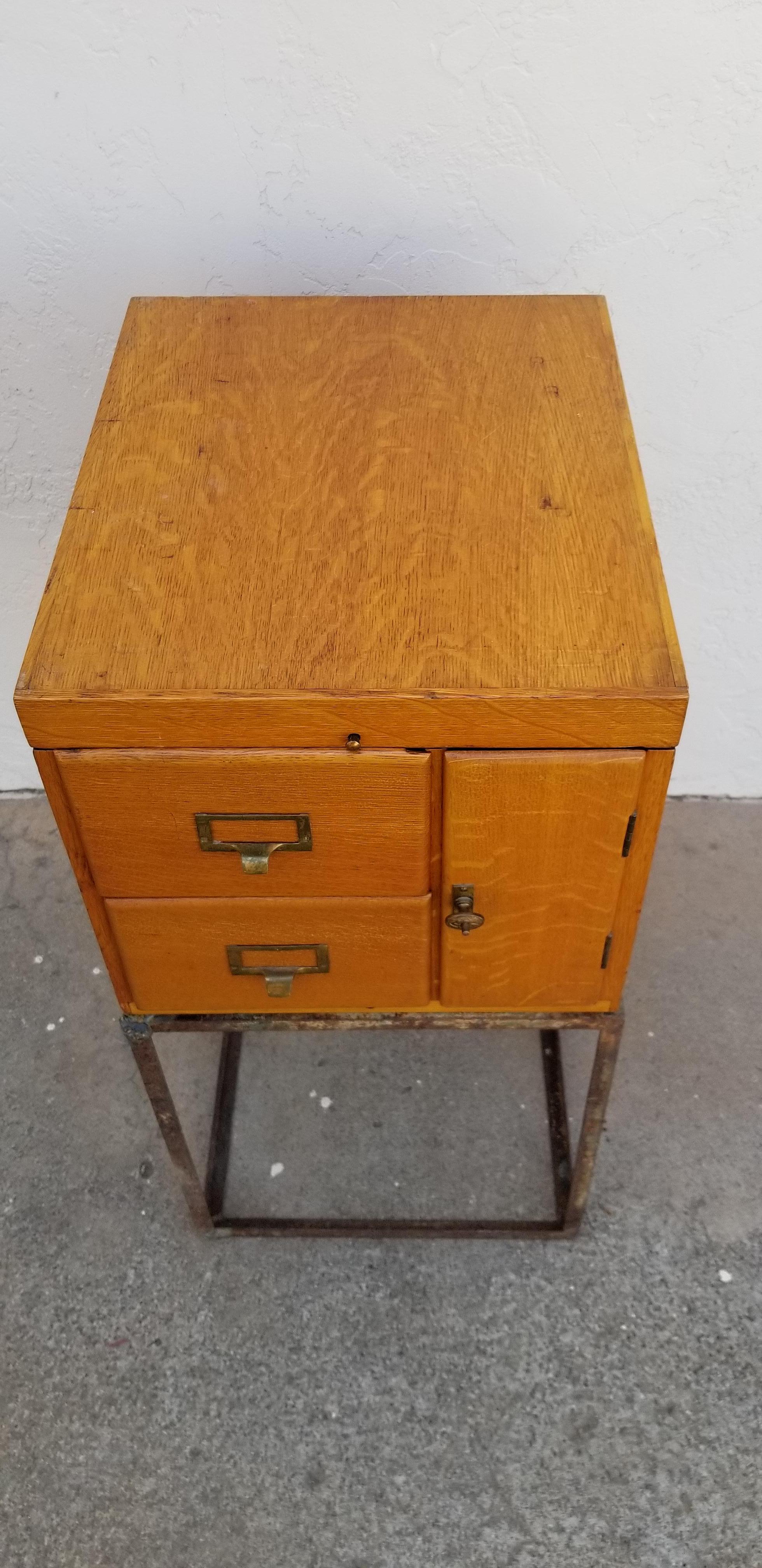 American Custom Antique File Cabinet with Steel Base