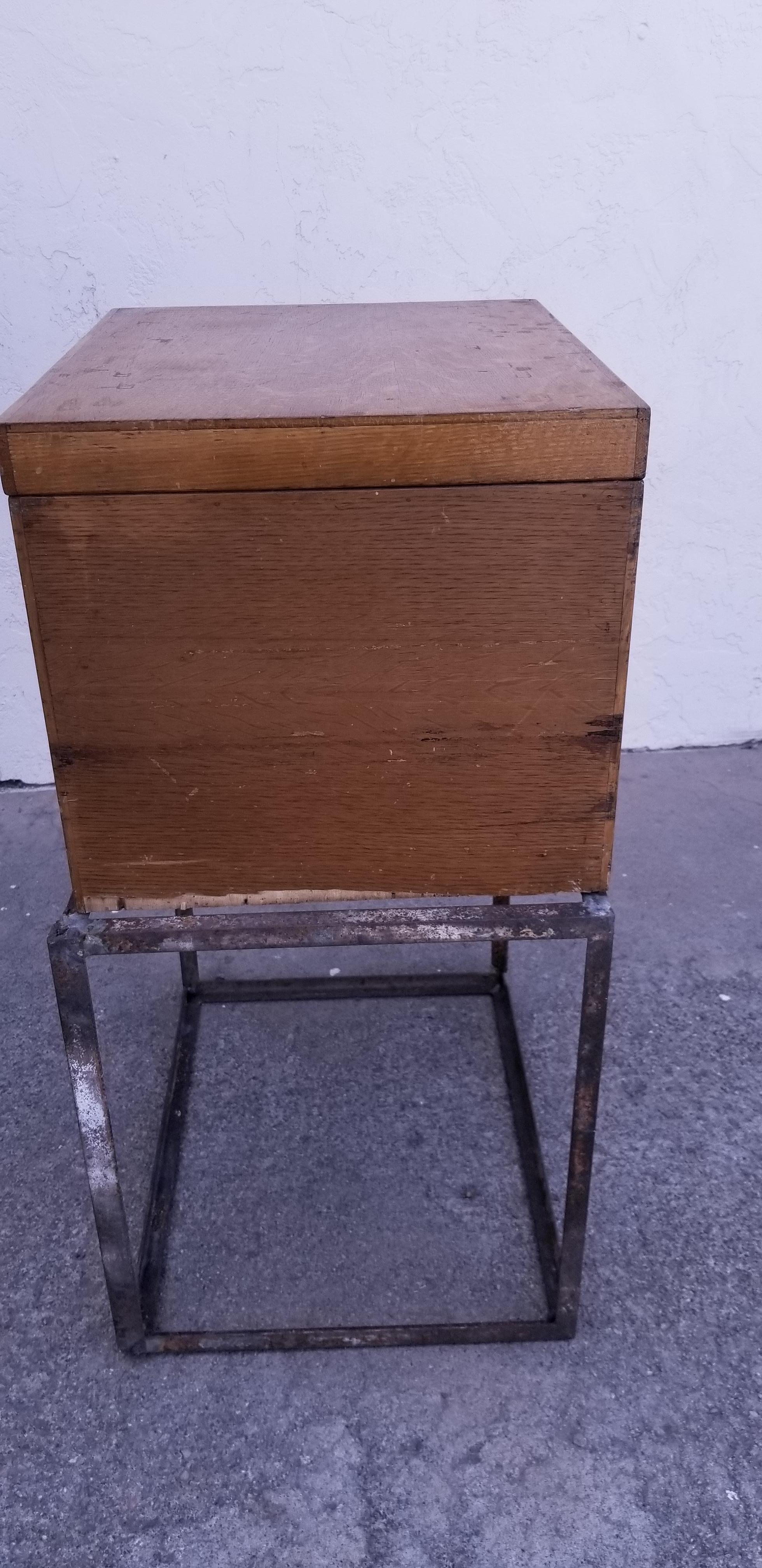 20th Century Custom Antique File Cabinet with Steel Base