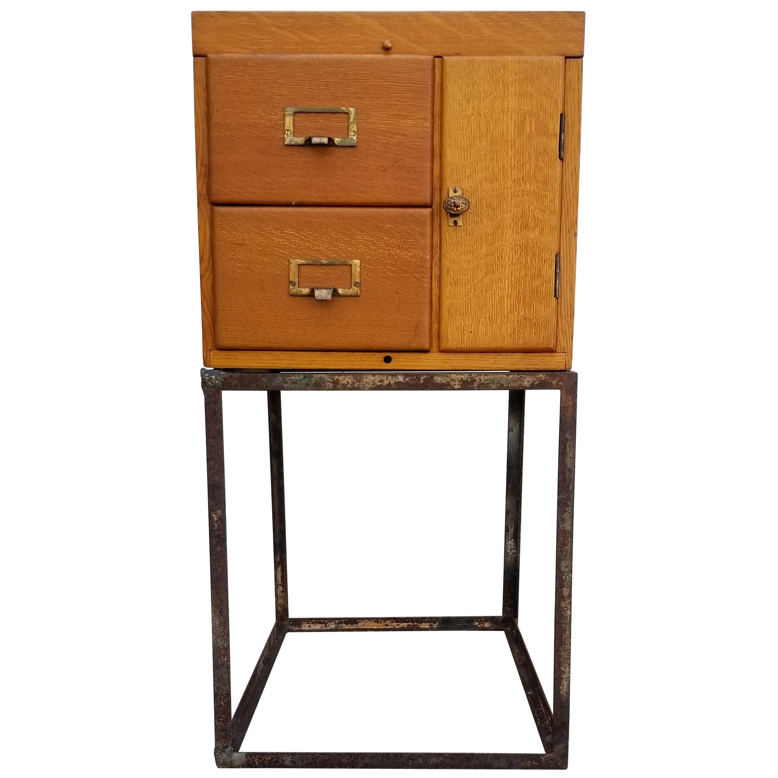 Custom Antique File Cabinet with Steel Base