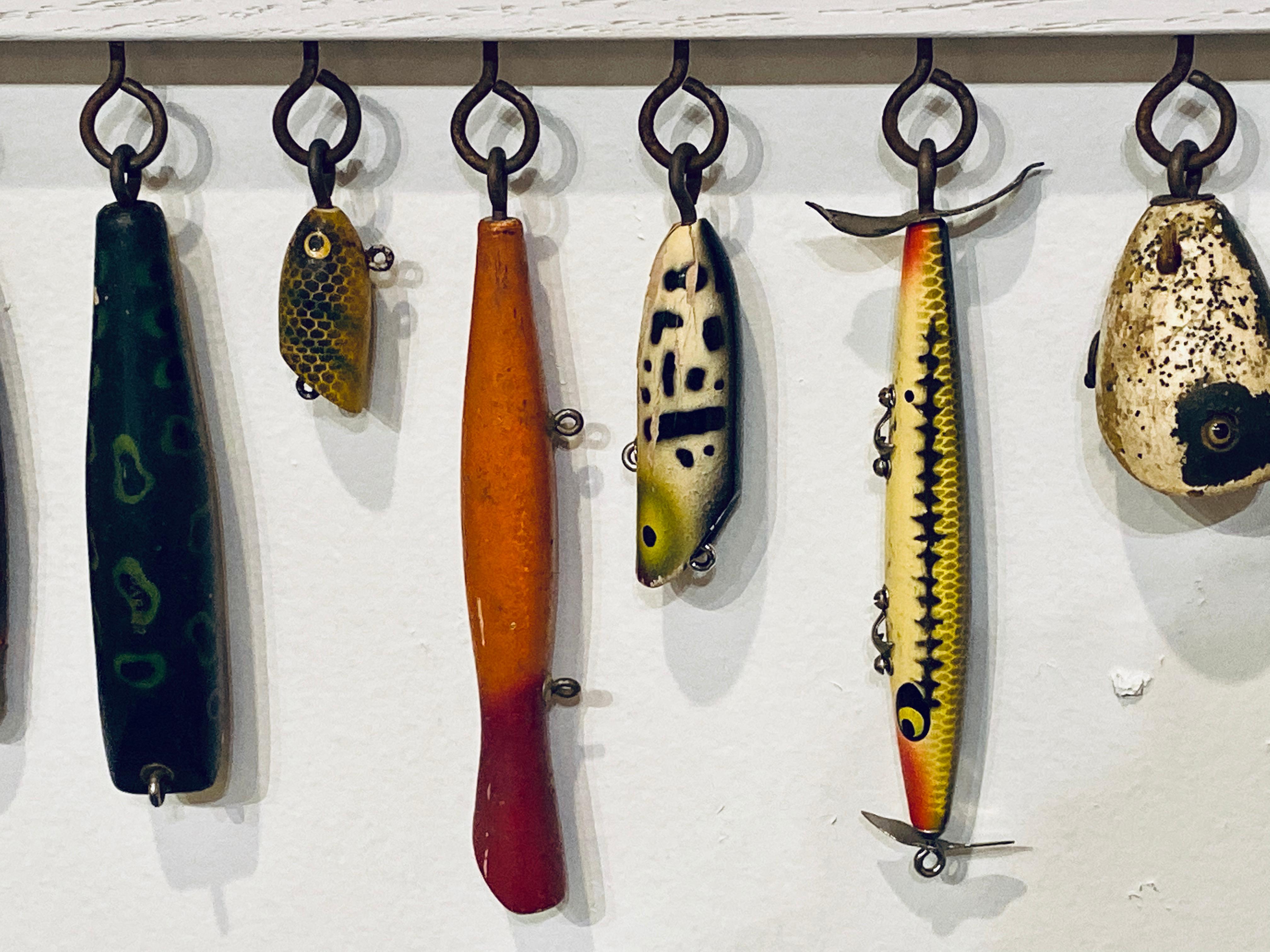 antique fishing lure display