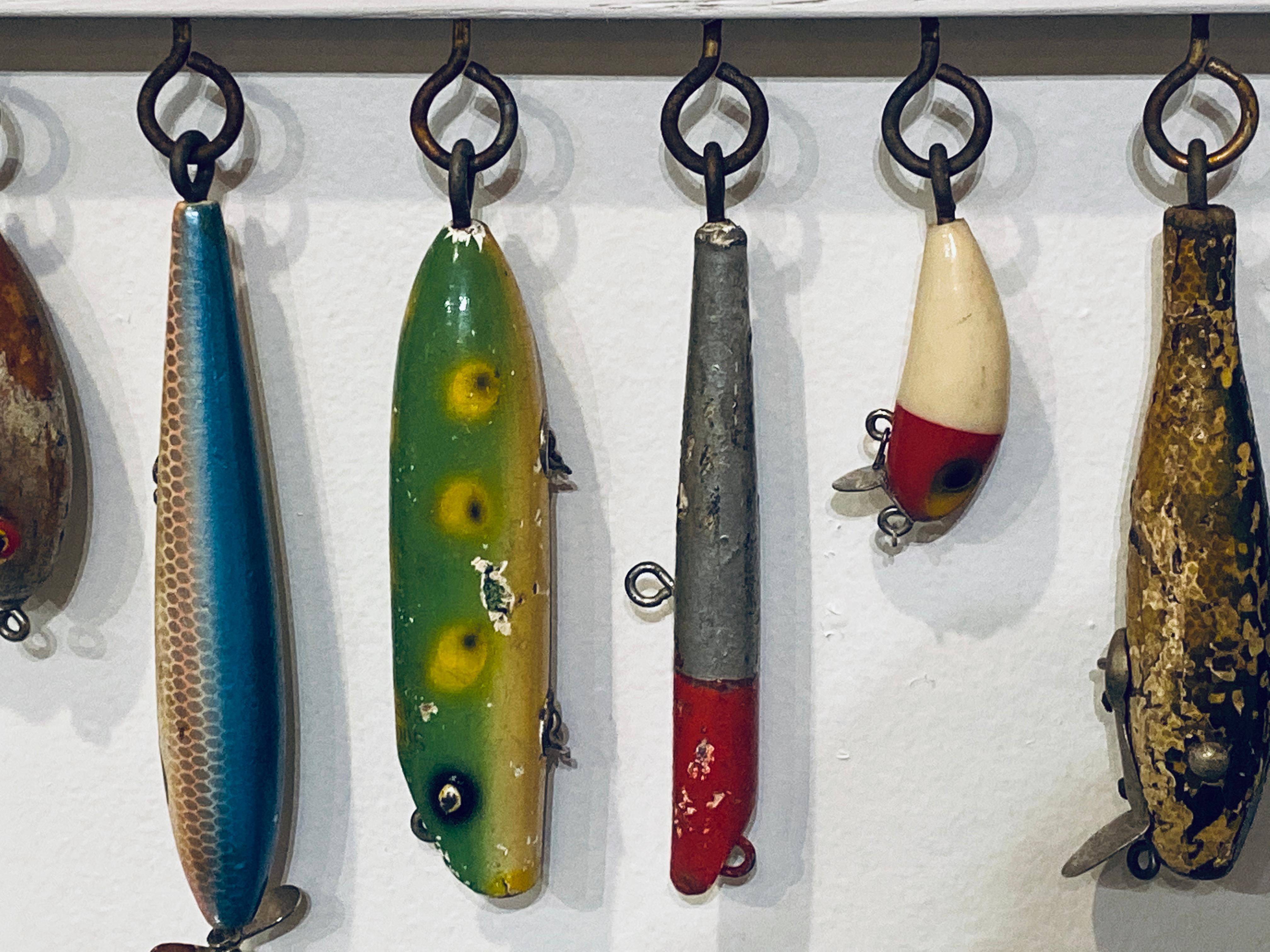 Hand-Painted Custom Antique Nautical Wooden Fishing Lure Display