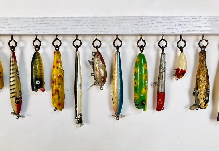 Custom Antique Nautical Wooden Fishing Lure Display at 1stDibs