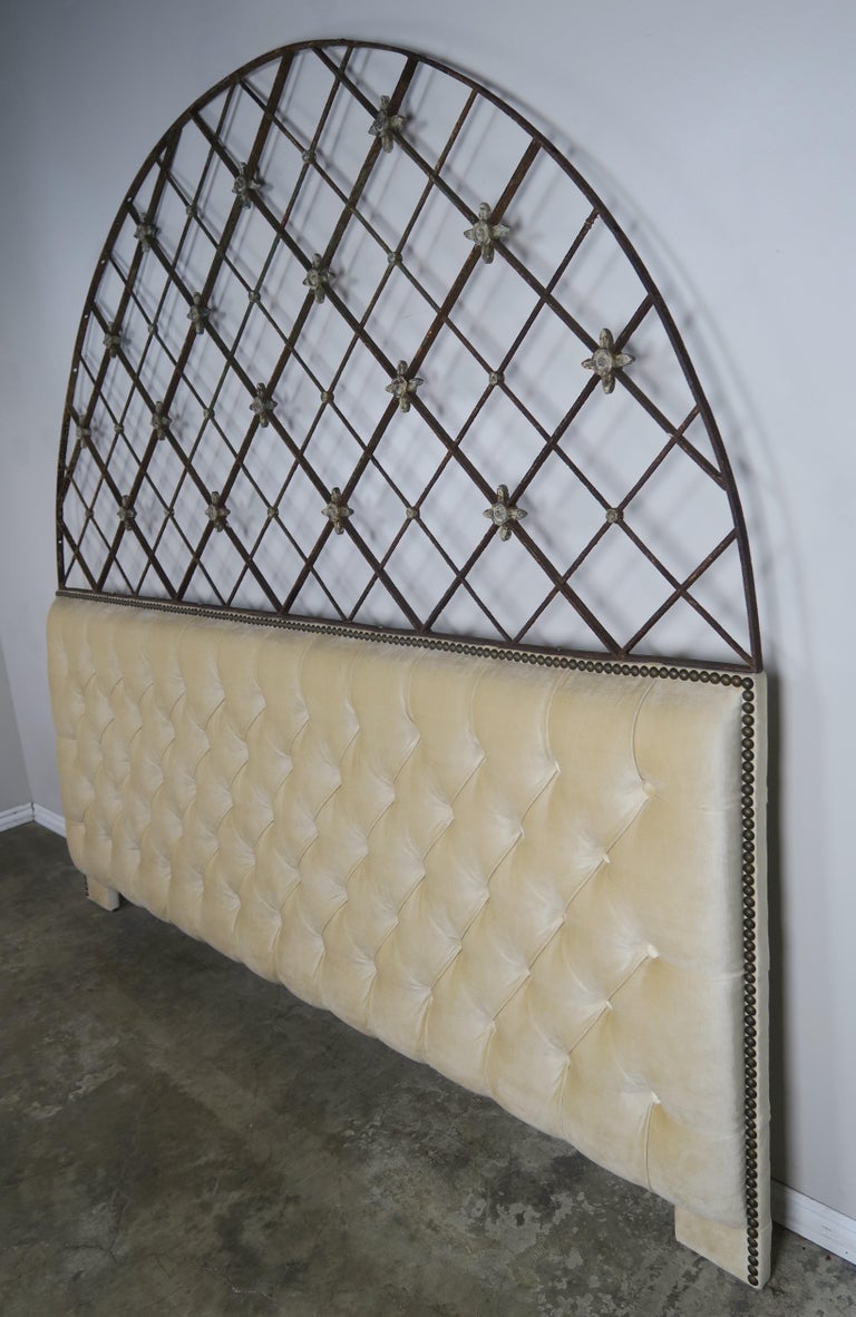 Custom Antique Wrought Iron and Velvet Headboard by Melissa Levinson at