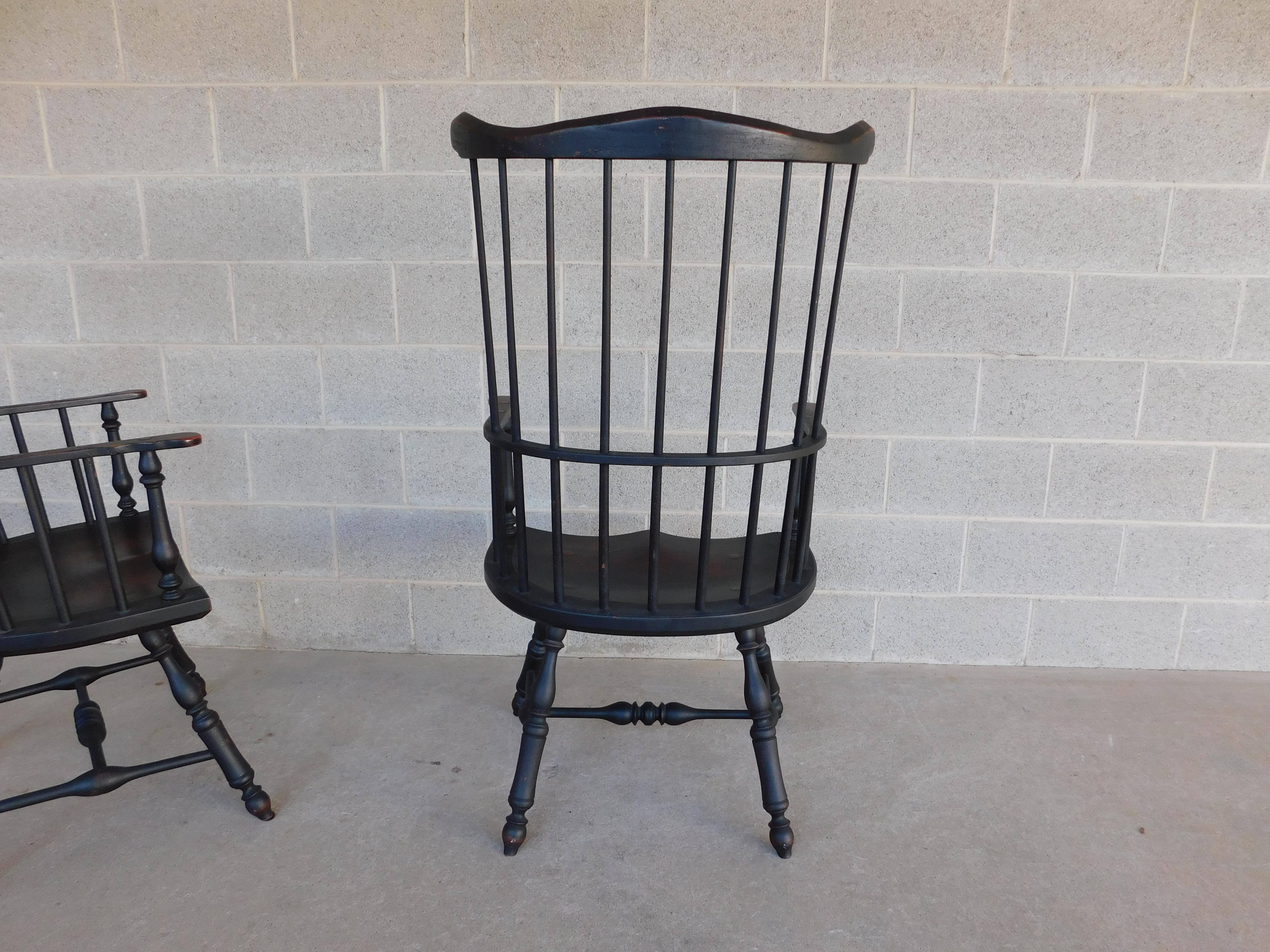 Custom Antiqued Distressed Finish Philadelphia Style Windsor Arm Chairs - a Pair 5