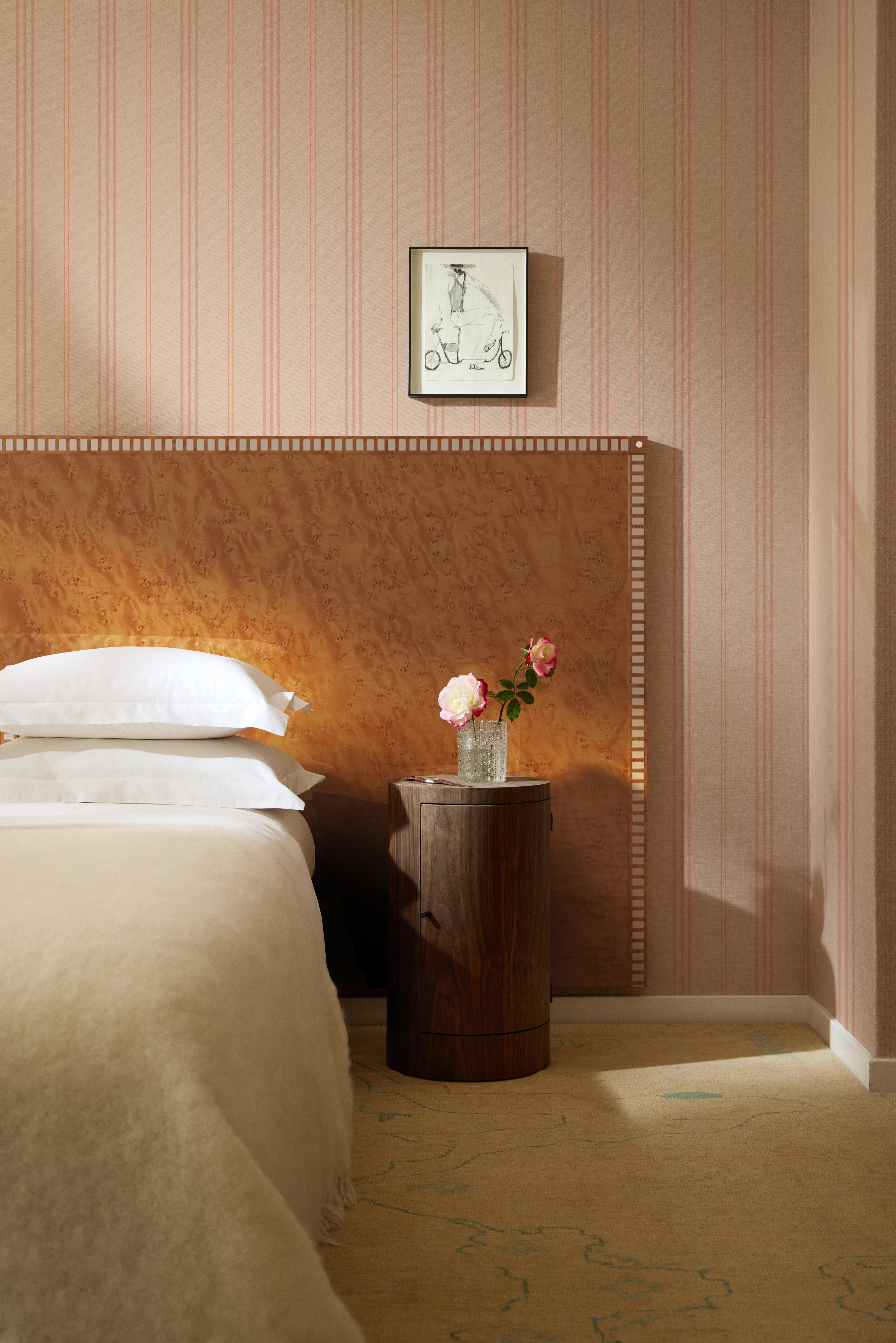 Lacquered Custom Aquarama Headboard in birds eye maple with mother of pearl 138