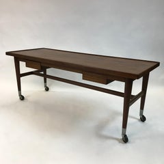 Table de travail d'architecte en acajou sur mesure