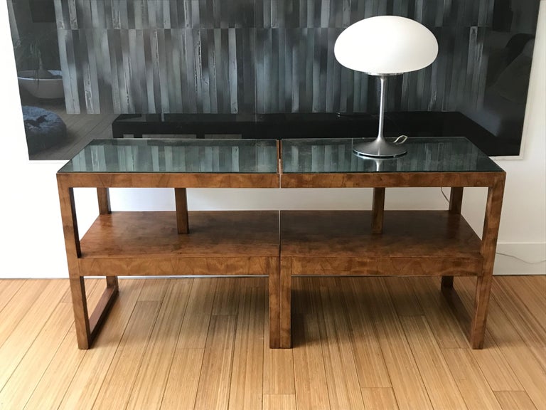 Custom Architectural End Tables with Mirrored Glass Tops, 1950s For