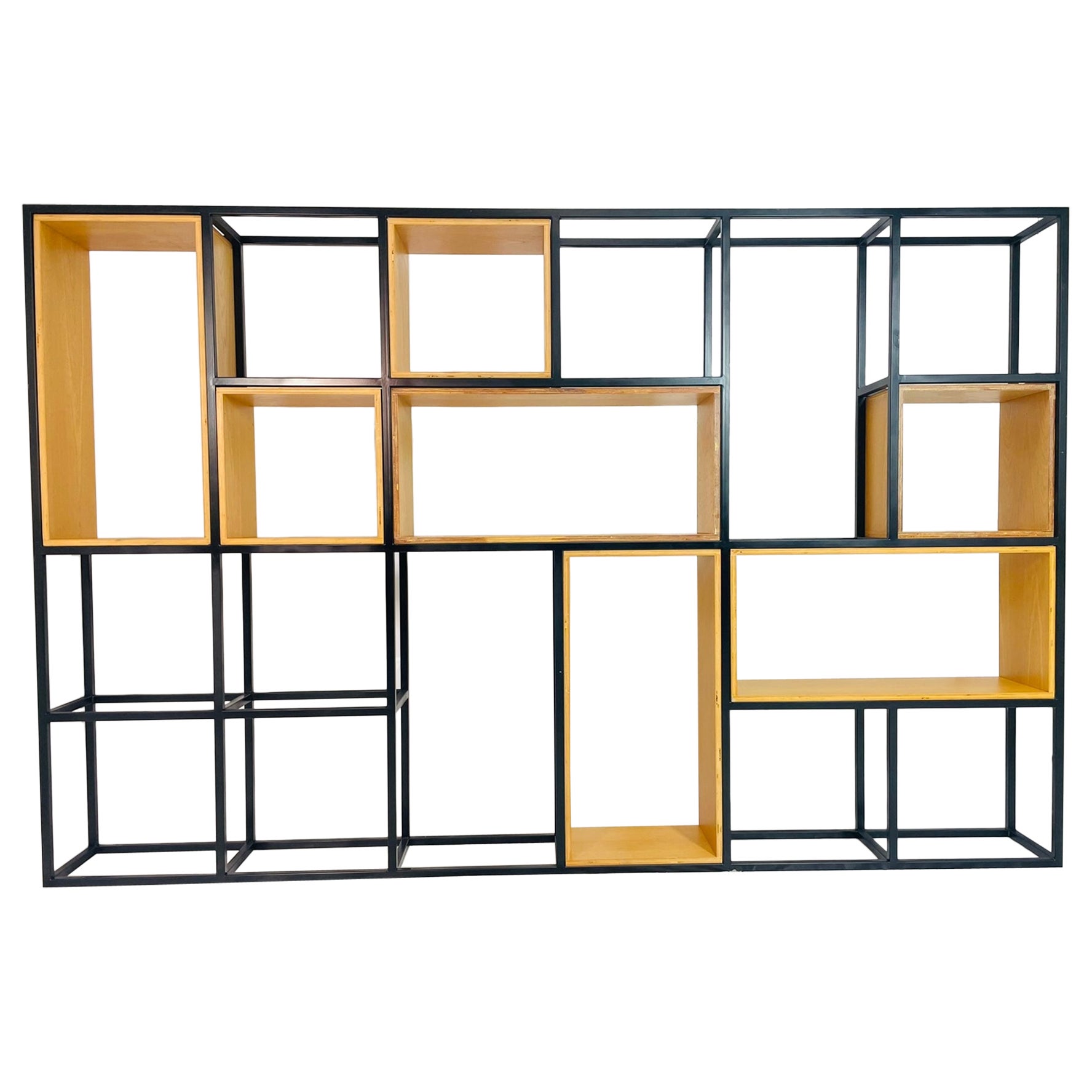 Custom Architectural Metal and Wood Display Cabinet / Bookcase, USA 1990
s For Sale