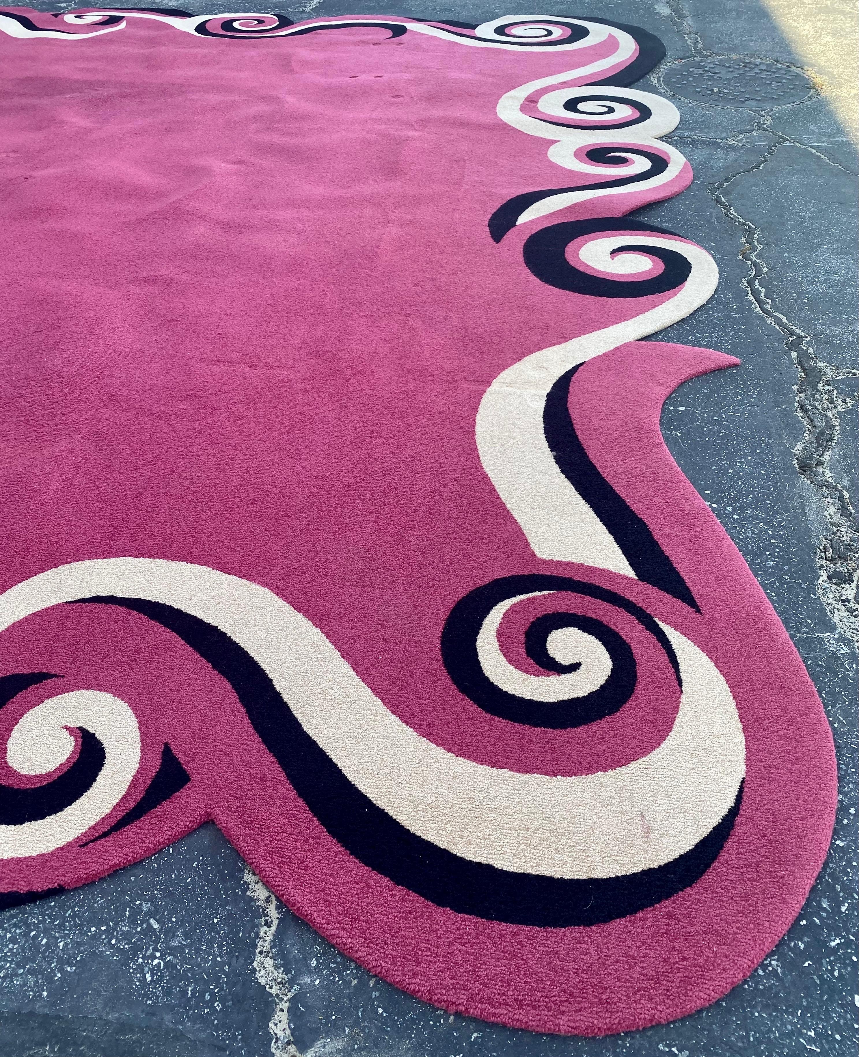 American Custom Area Rug in French Moderne Style Pink and Black