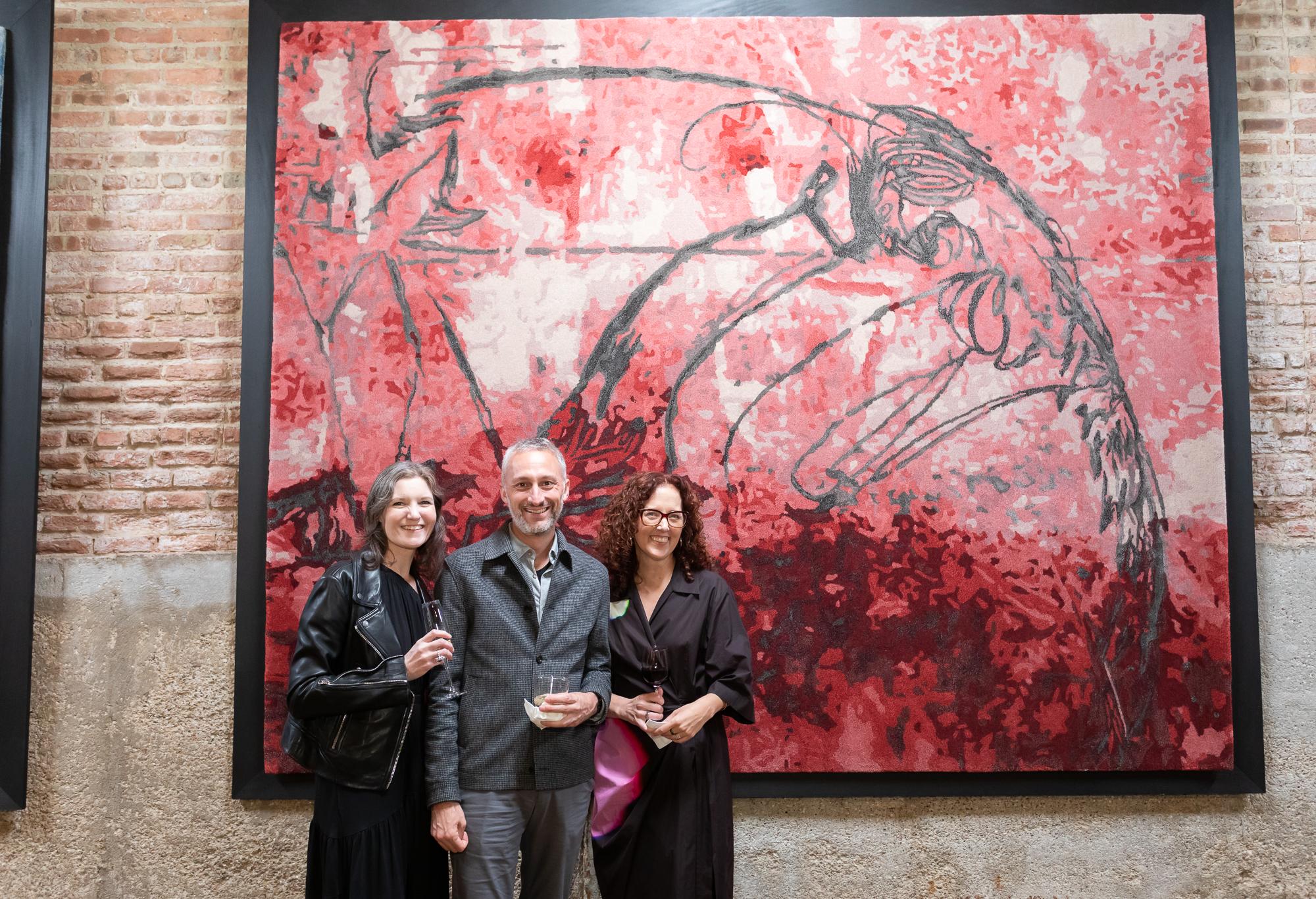 Noué à la main Tapis d'extérieur sur mesure - Volterra - tapis d'art - tapis moderne - tapis abstrait - tapis rouge en vente