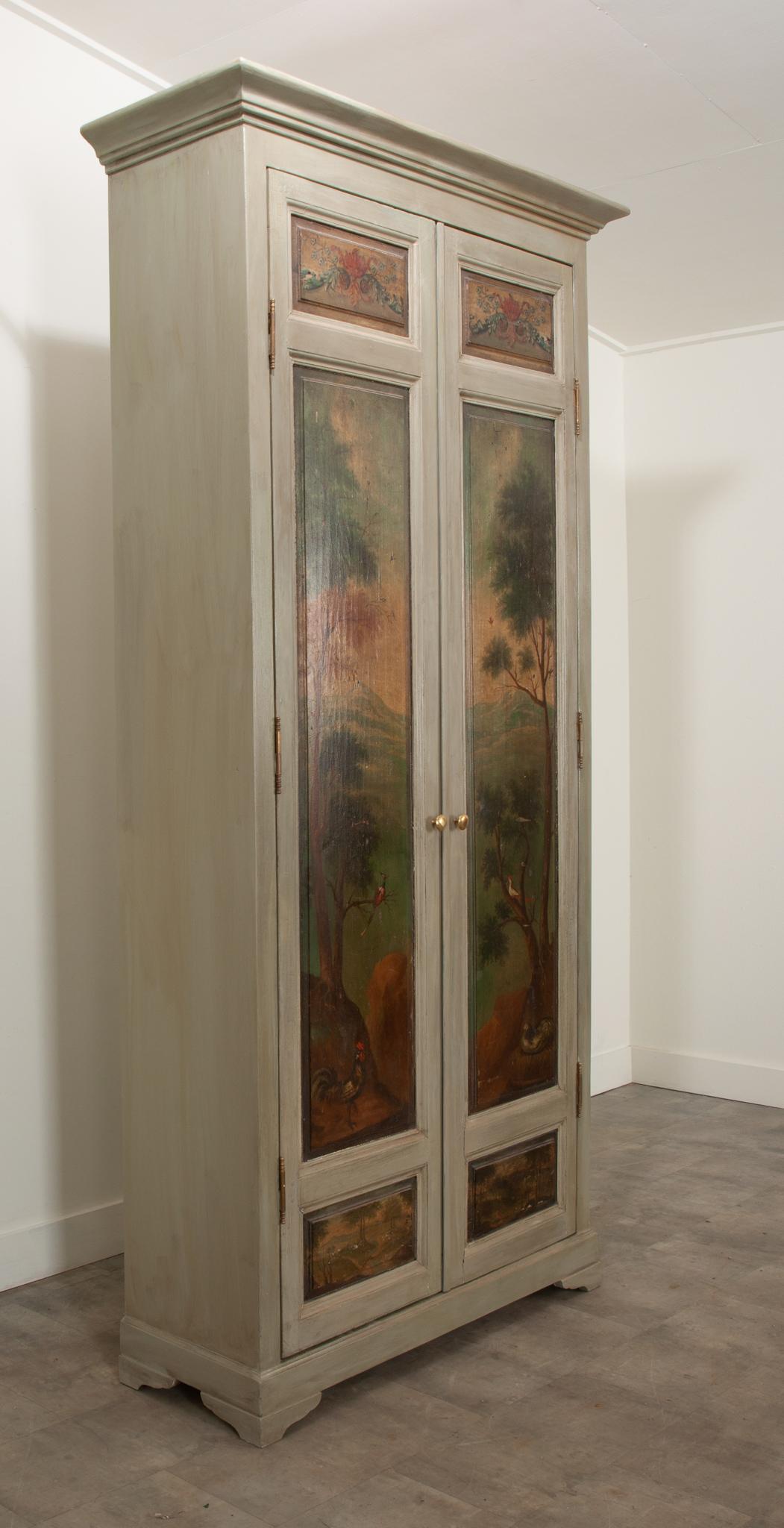 Custom Armoire Made with 19th Century Painted Boiserie Doors For Sale 1